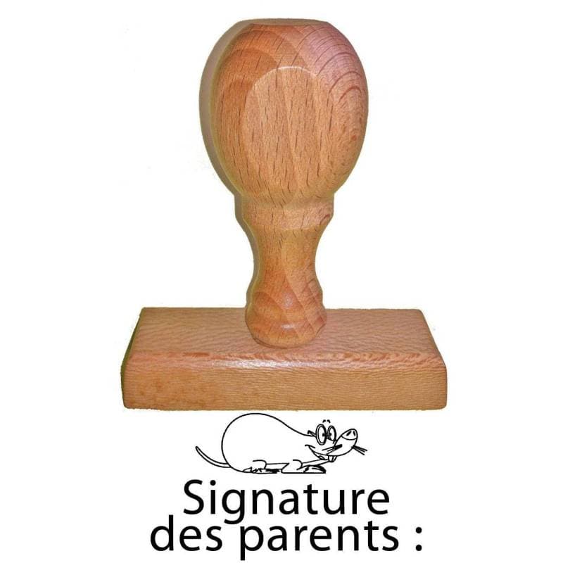 Tampon signature des parents souris en bois
