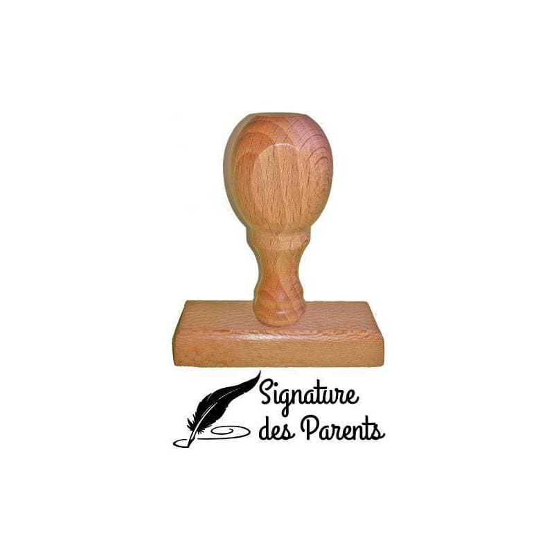 Tampon signature des parents plume en bois