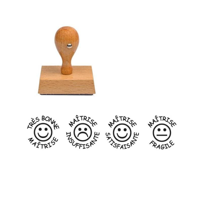 4 tampons Les maîtrises smileys en bois