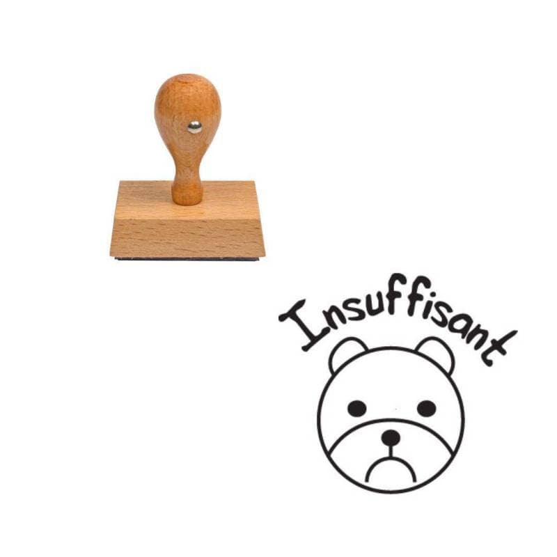 Tampon enseignant ourson insuffisant en bois n°40