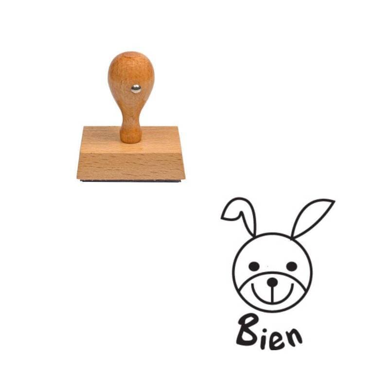 Tampon enseignant lapin bien en bois n°44