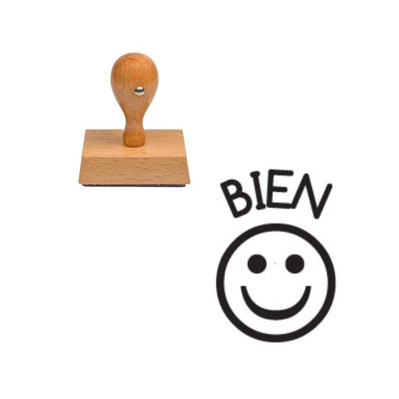 Tampon enseignant smiley bien en bois n°30