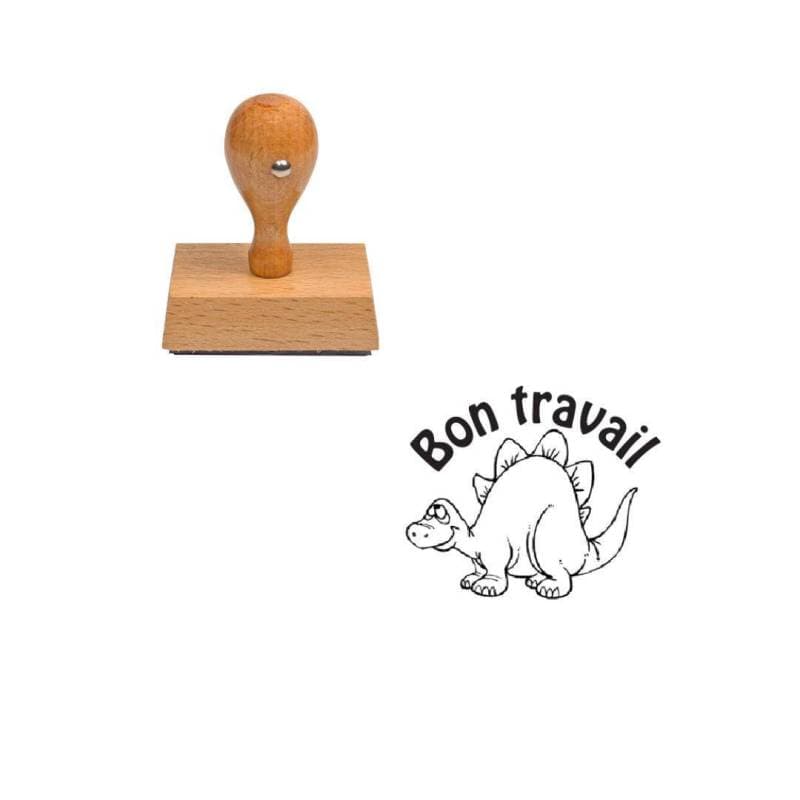 Tampon enseignant bon travail dinosaure en bois n°82