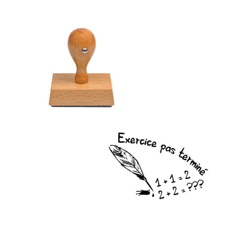 Tampon enseignant exercice pas terminé plume en bois n°91