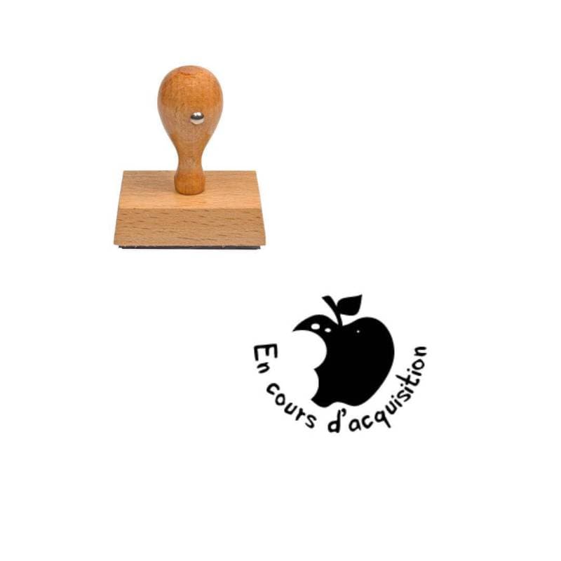 Tampon enseignant en cours d'acquisition pomme en bois n°119