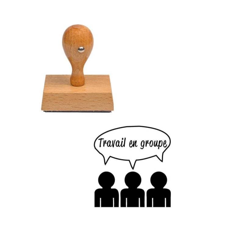 Tampon enseignant travail en groupe bonhomme n°172