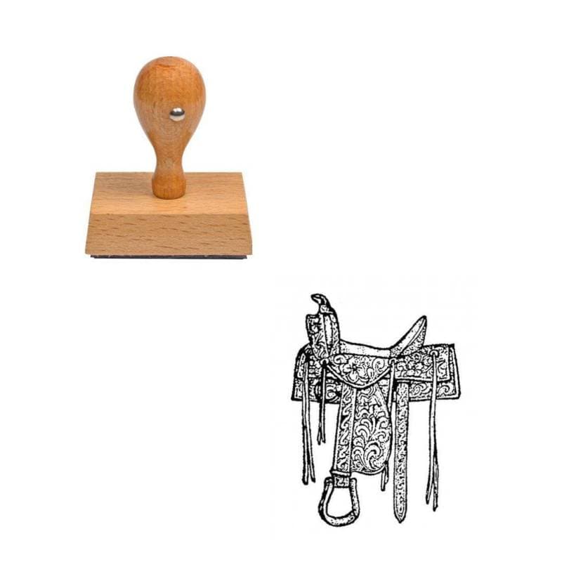 Tampon western Selle de cow-boy en bois