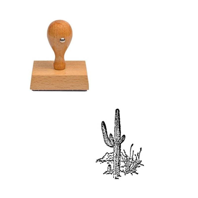 Tampon western Cactus en bois