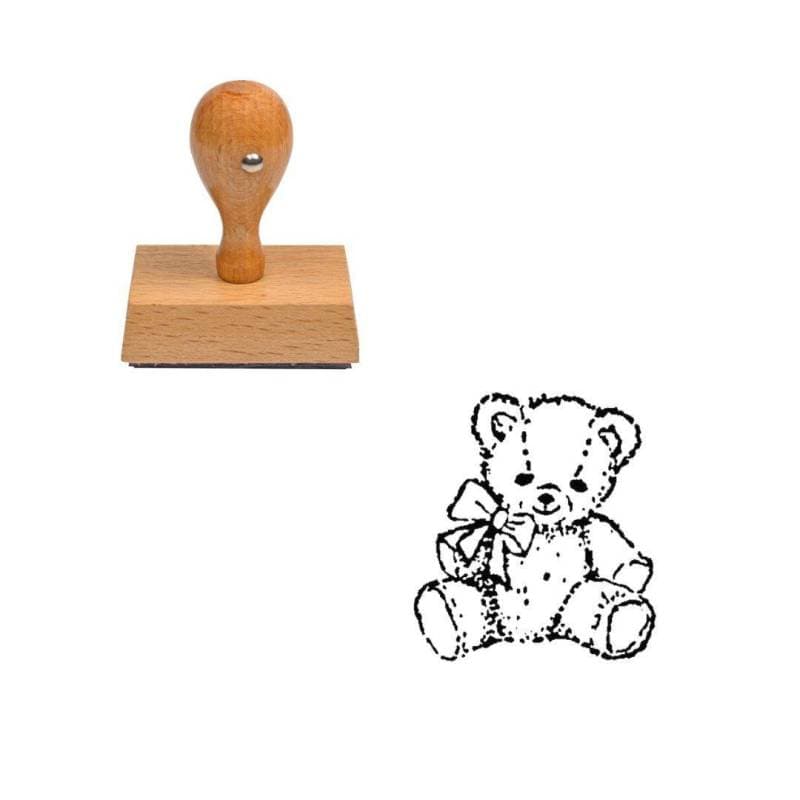 Tampon nounours en peluche en bois