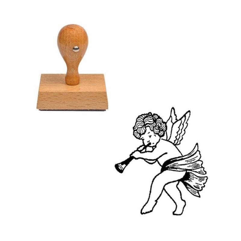 Tampon ange avec une flûte en bois