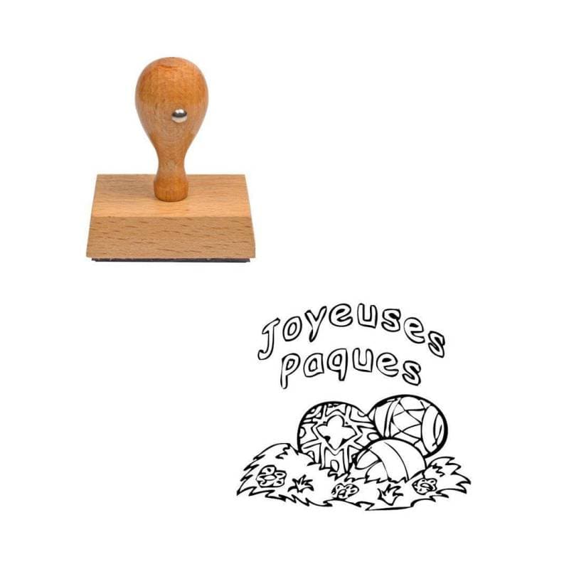 Tampon Pâques Joyeuses Pâques avec des œufs