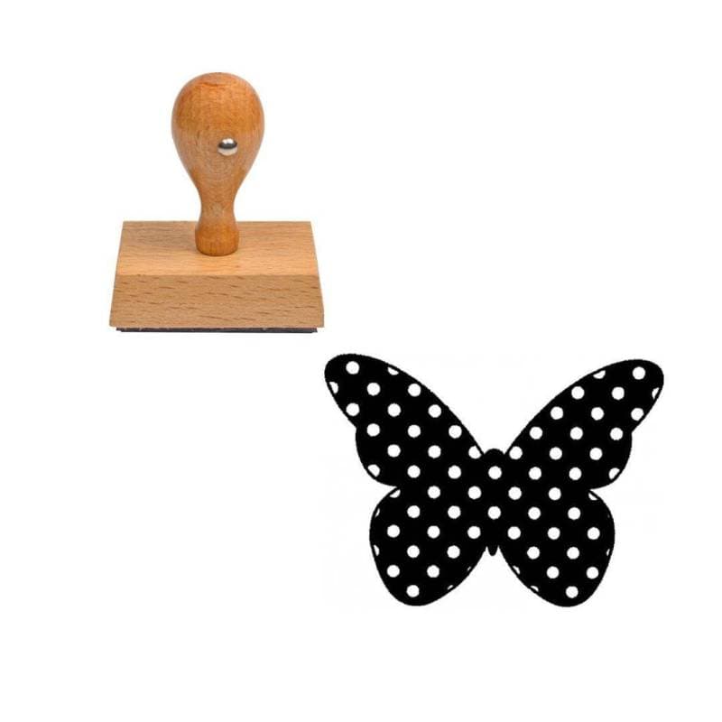 Tampon animaux Papillon à point en bois