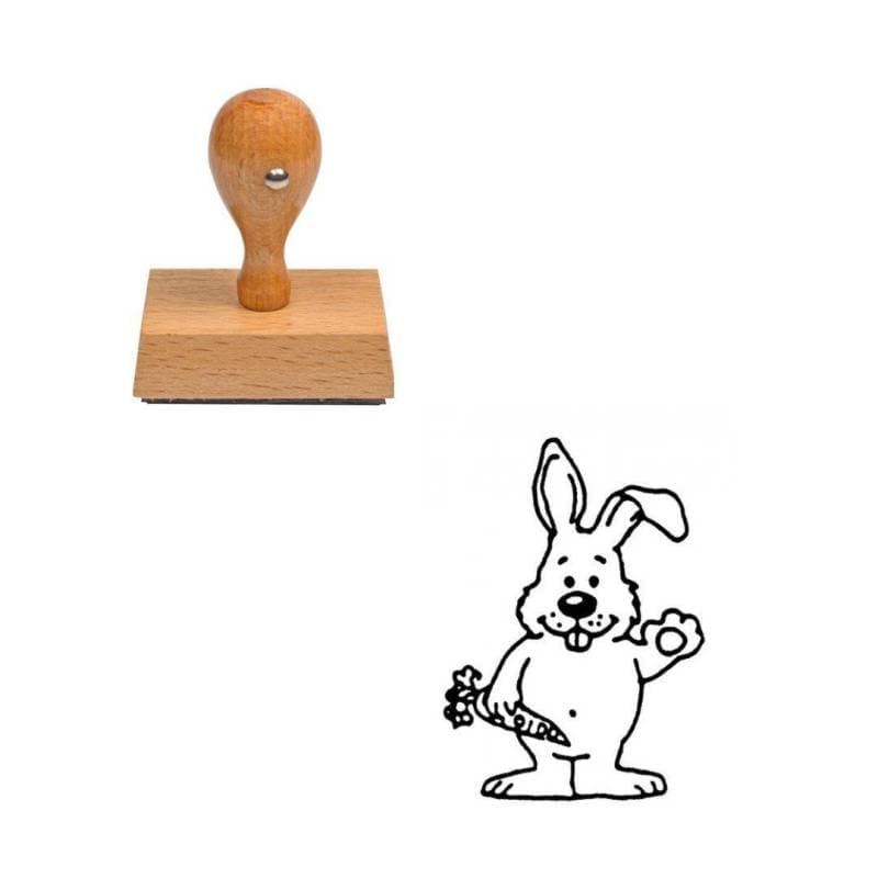 Tampon animaux Lapin qui salue en bois