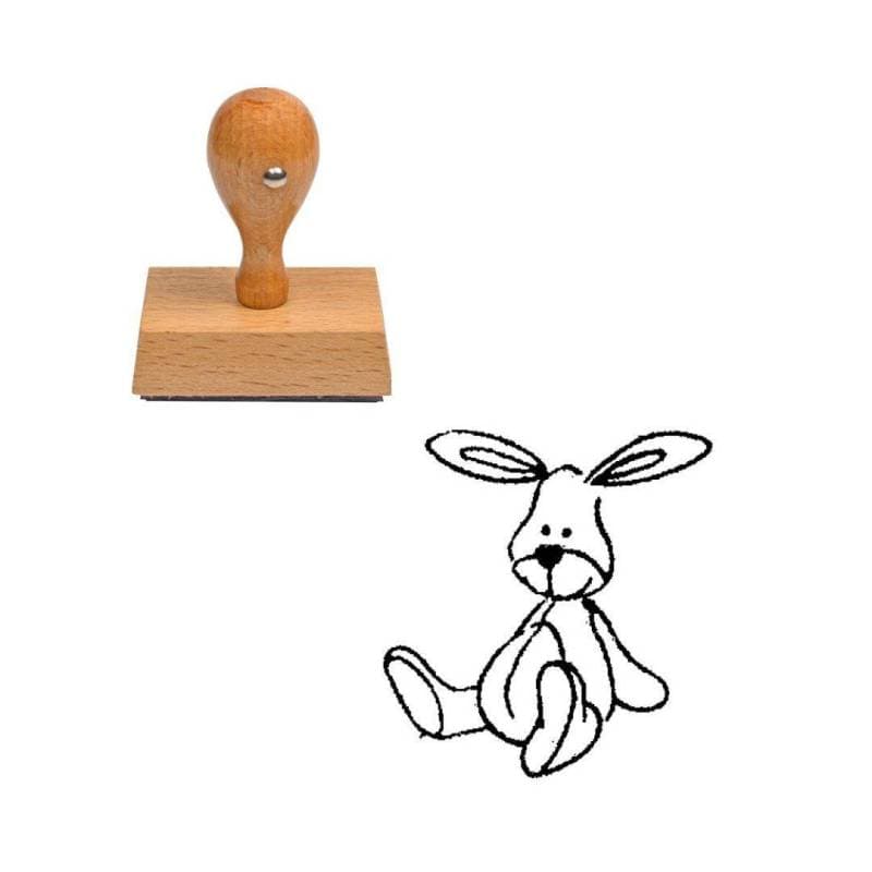 Tampon animaux Peluche lapin en bois