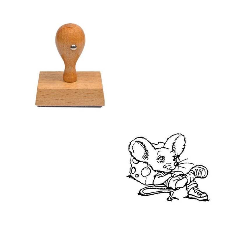 Tampon animaux Petit souris en bois