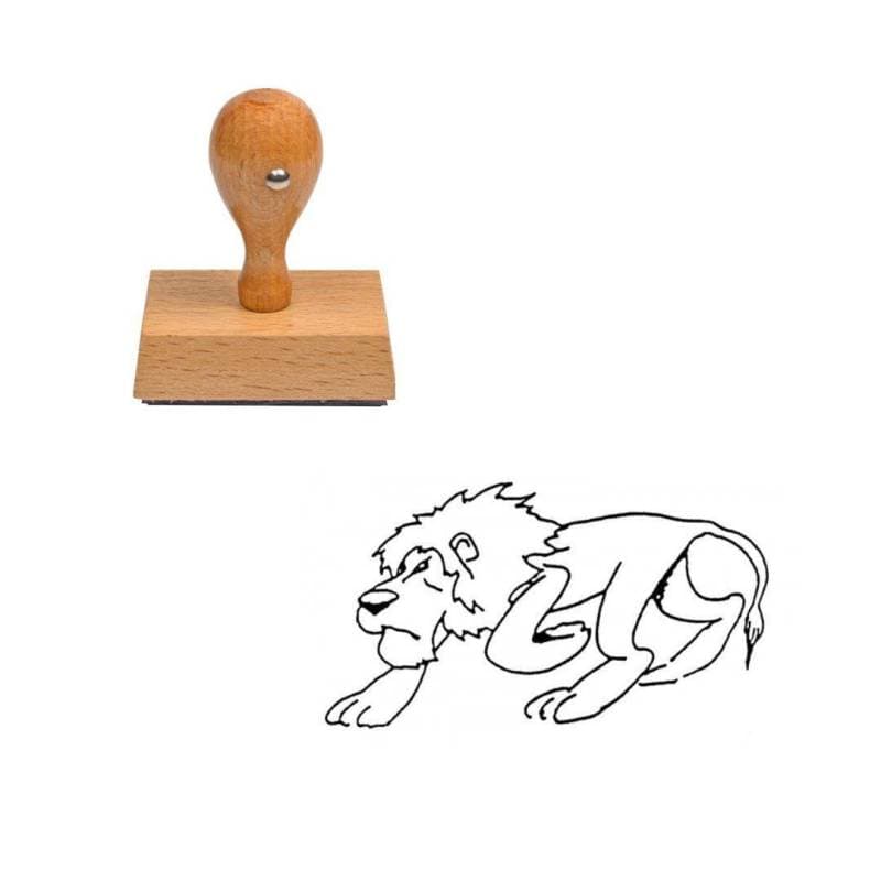 Tampon animaux Lion en bois