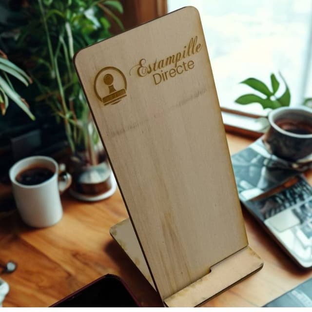 Support de téléphone pour bureau en bois
