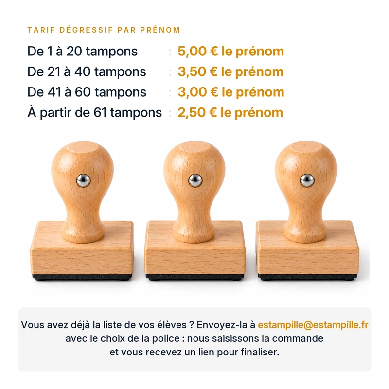 Tampons prénom pour une classe de maternelle